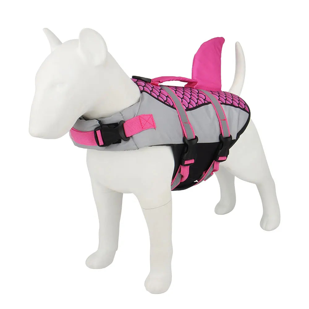Shark-print swim vest life jacket for dogs