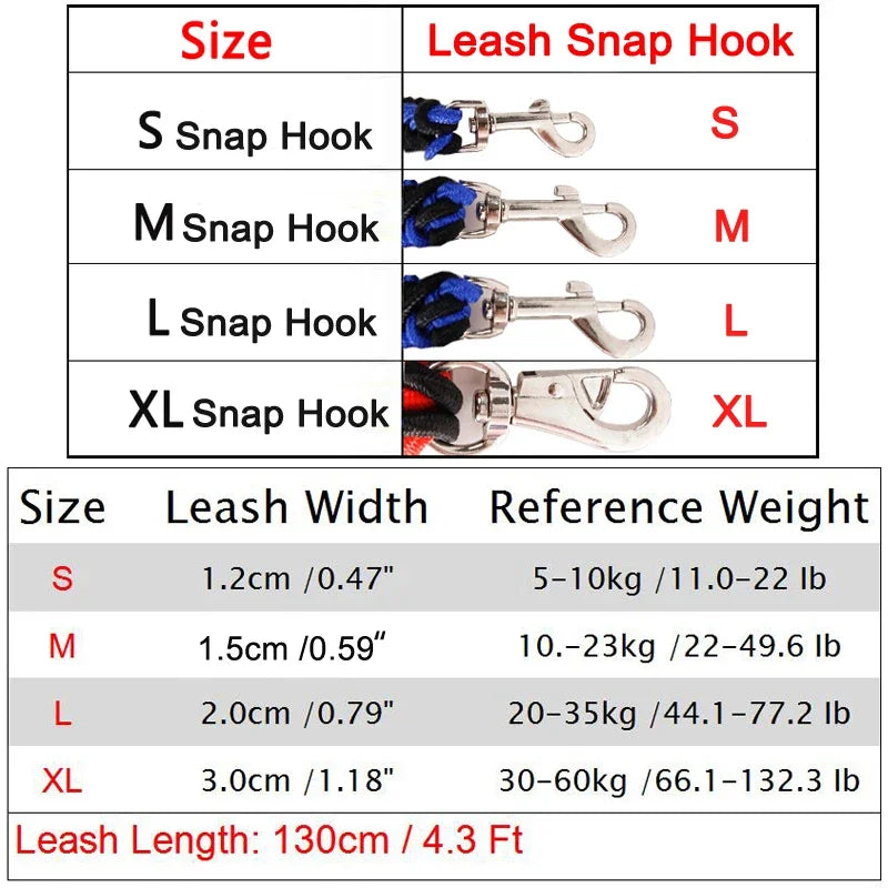 Braided nylon rope leash for medium to large dogs