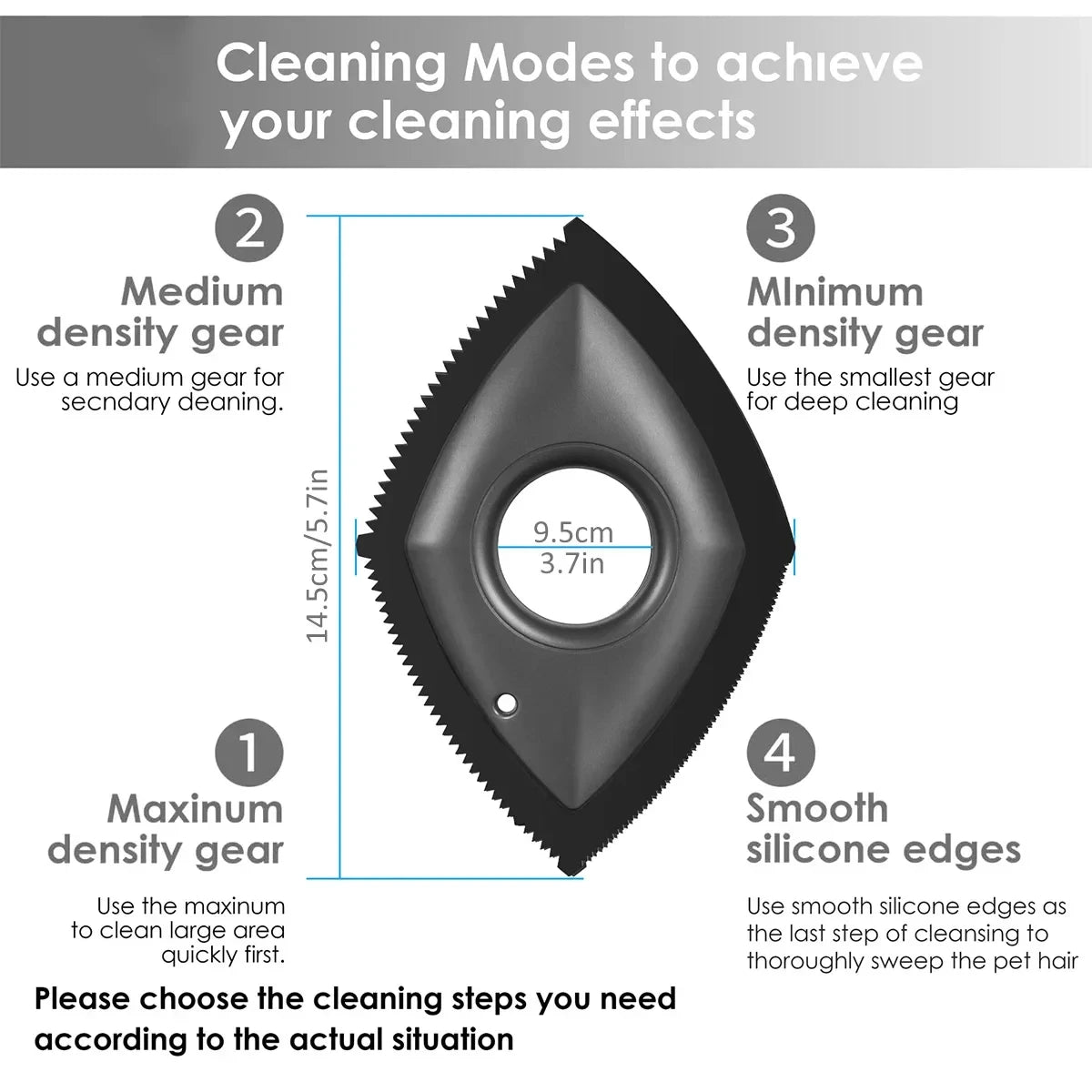 4-mode reusable pet hair remover brush for dogs and cats