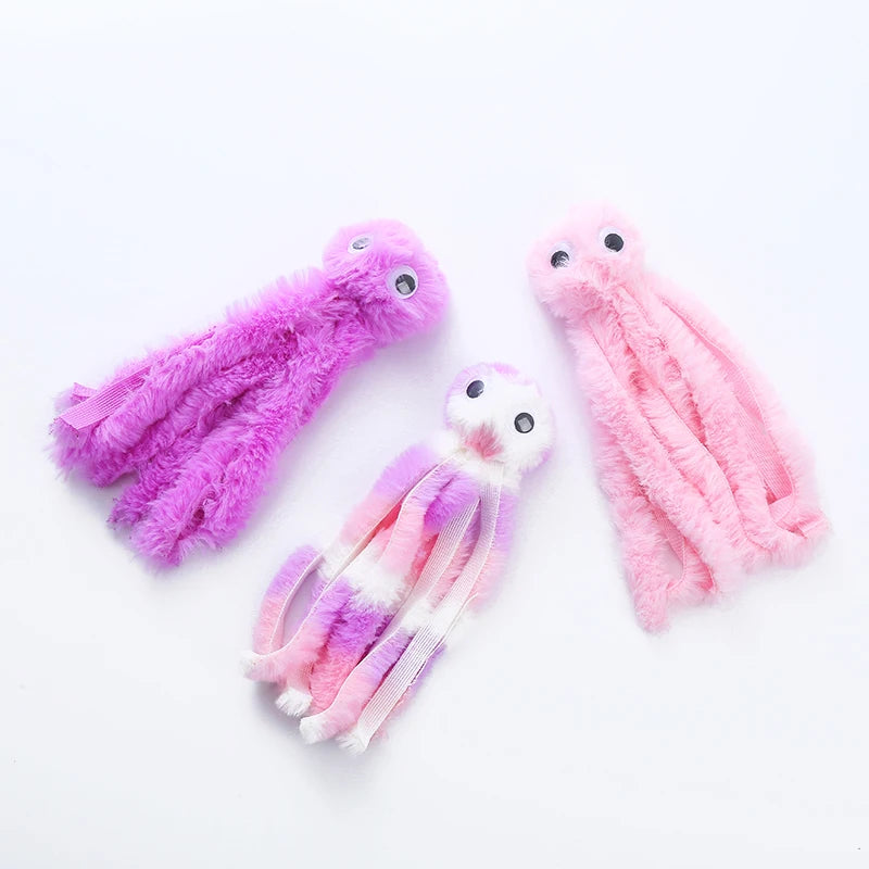 Bite-resistant plush octopus toy for cats