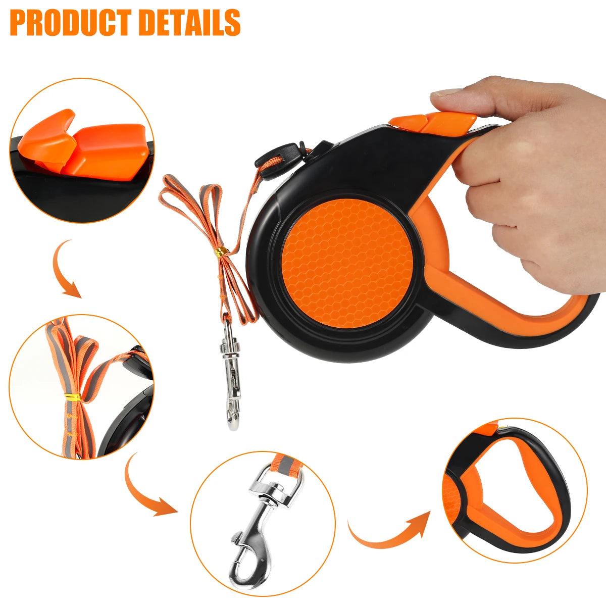 Hands-free reflective dog leash with adjustable waist belt