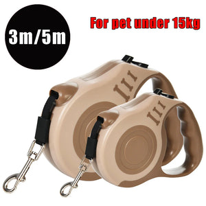 Retractable nylon dog leash with adjustable 3m or 5m length