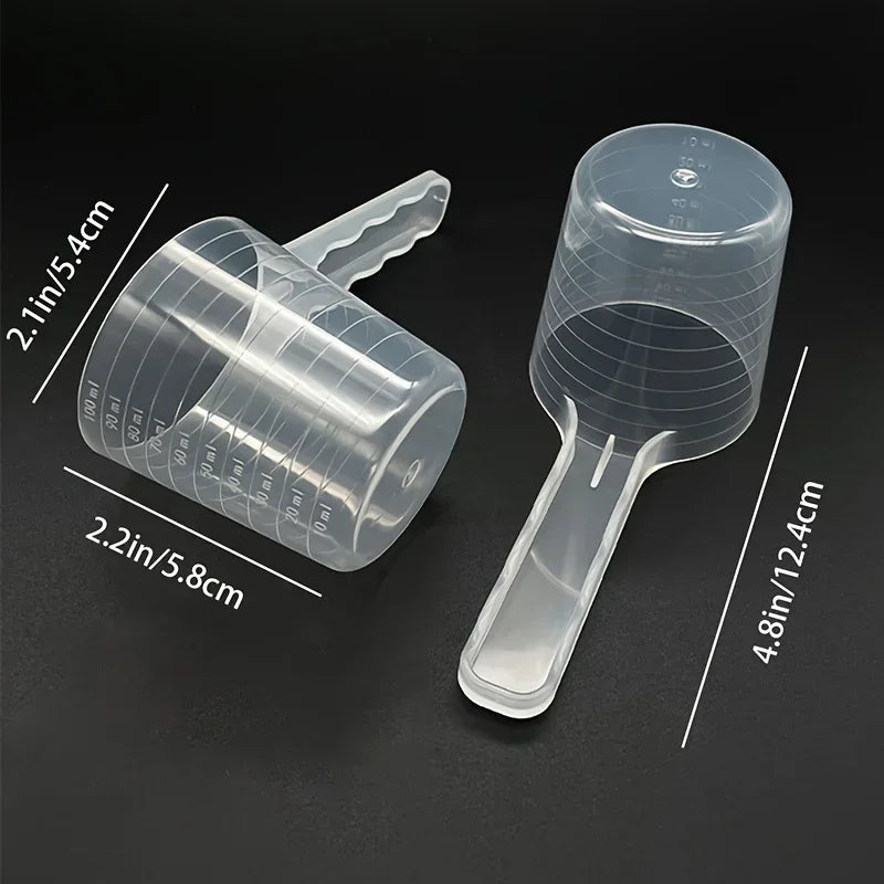 Plastic pet food measuring spoon with 50g/100ml scale