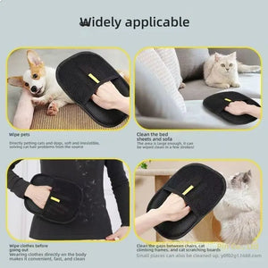 Double-sided pet grooming gloves for removing hair from dogs and cats