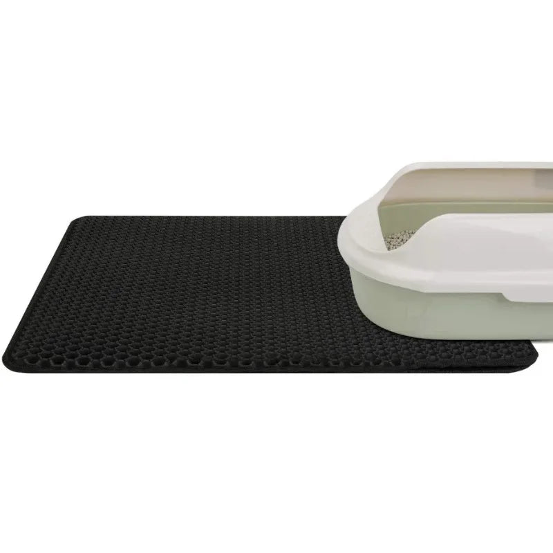 Double-layer waterproof litter trapping mat for cats
