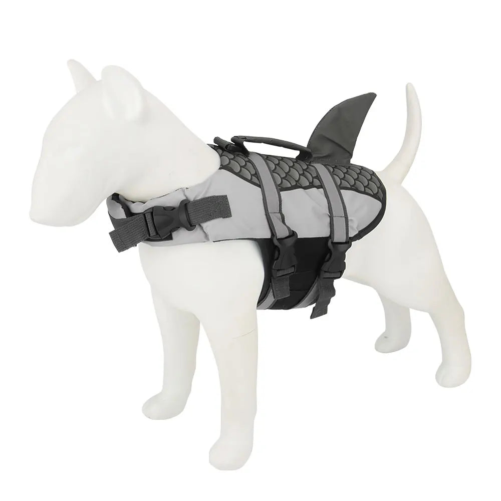 Shark-print swim vest life jacket for dogs