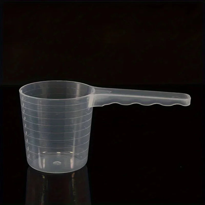 Plastic pet food measuring spoon with 50g/100ml scale