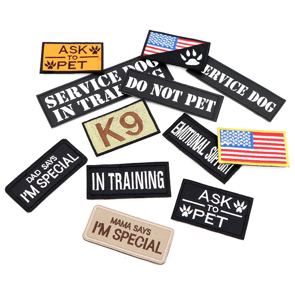 Hook-and-loop ID patches for tactical dog harnesses and vests