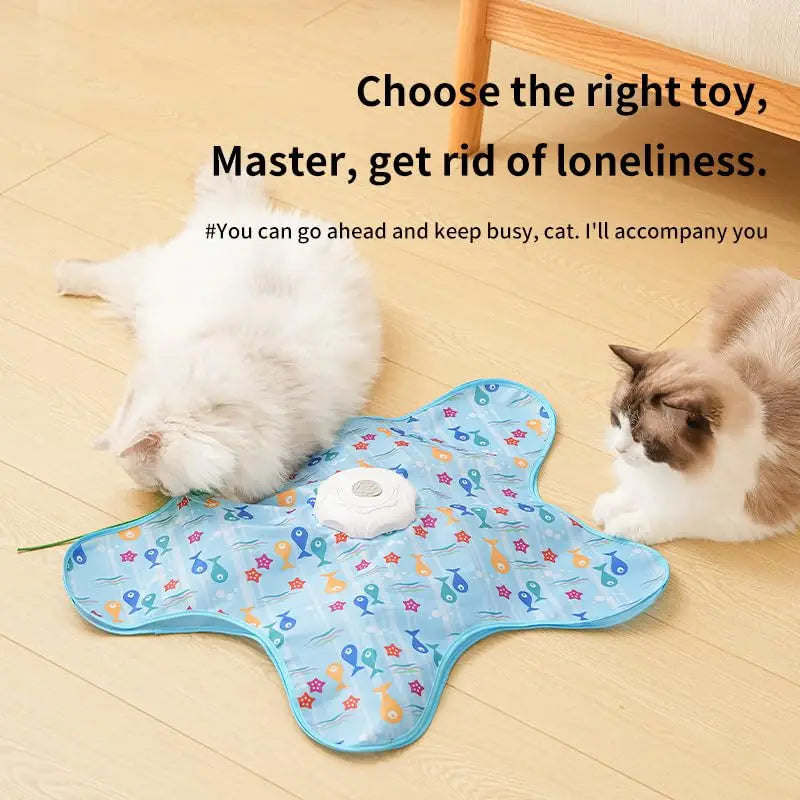 Motion-activated hide and seek feather teaser toy for cats