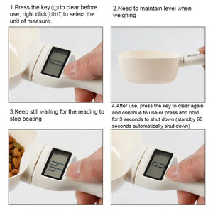 Digital food measuring scoop scale with LED display for pet food