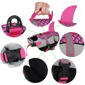 Shark-print swim vest life jacket for dogs