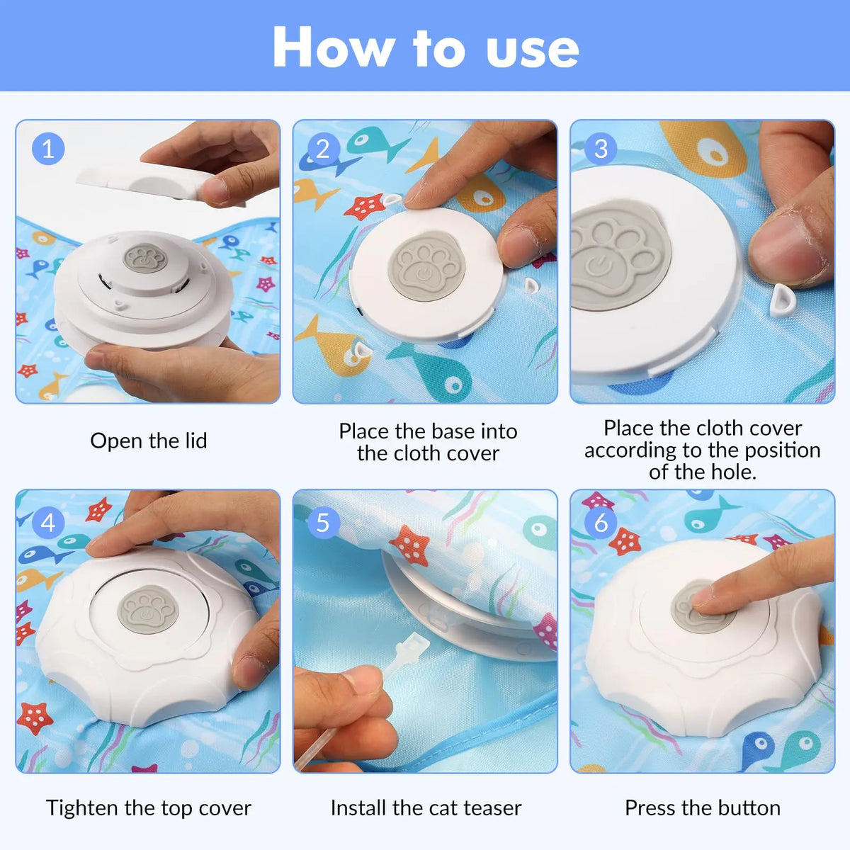 Motion-activated hide and seek feather teaser toy for cats