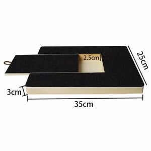 Wooden cat scratching board with built-in treat box