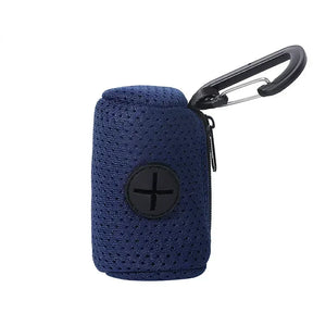 Mesh waste bag dispenser that hangs from a dog lead