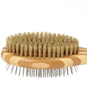 Double-sided bamboo grooming brush for dog coat care