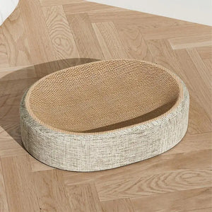 Oval sisal scratcher bed and lounger for indoor cats