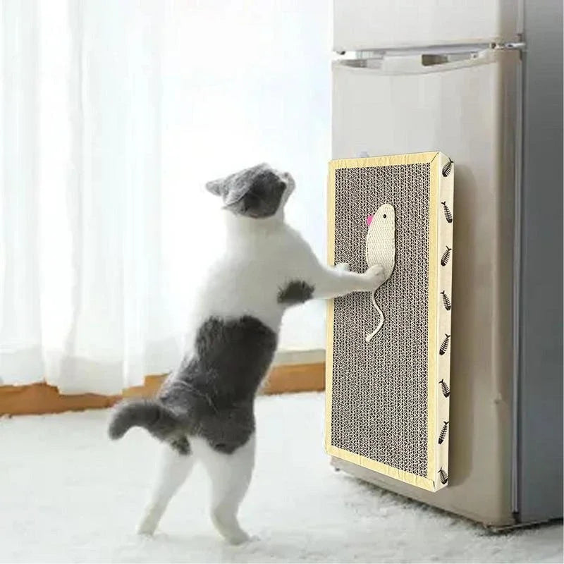 Cardboard Cat Scratcher Board with Mouse Toy