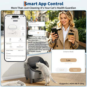 Self-cleaning open-top litter box with app control for cats