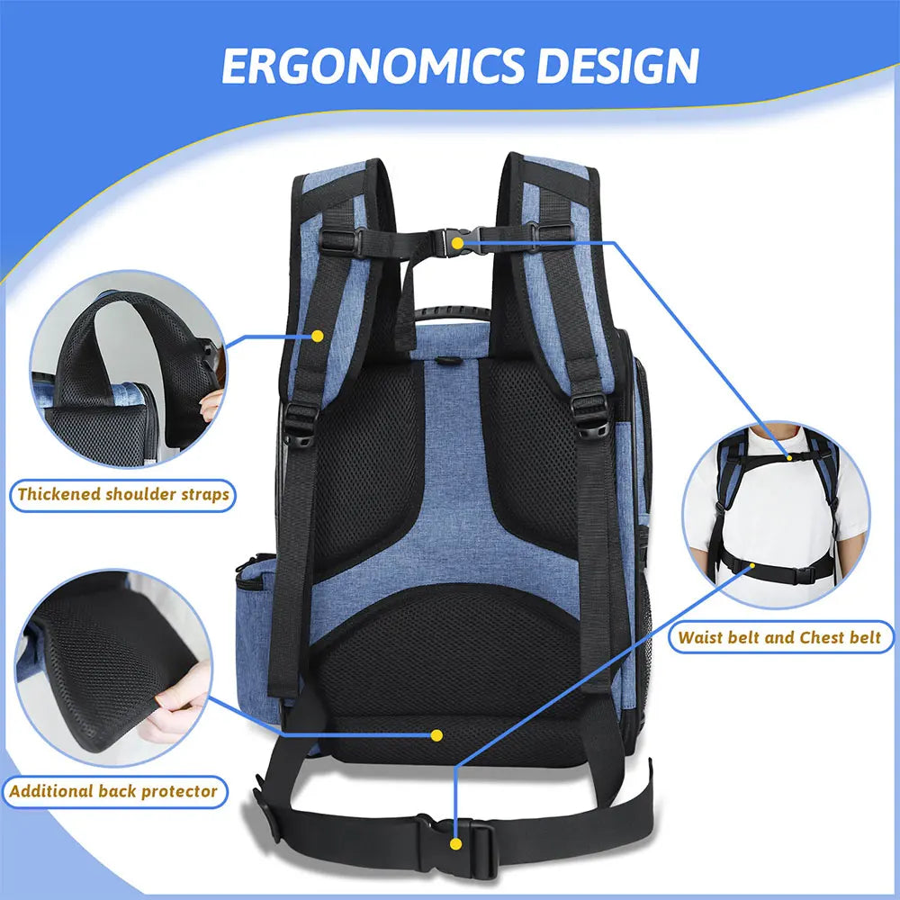 Expandable mesh backpack pet carrier for cats and small dogs