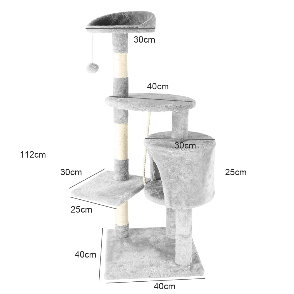 Cat tree condo with scratching post and cosy perches