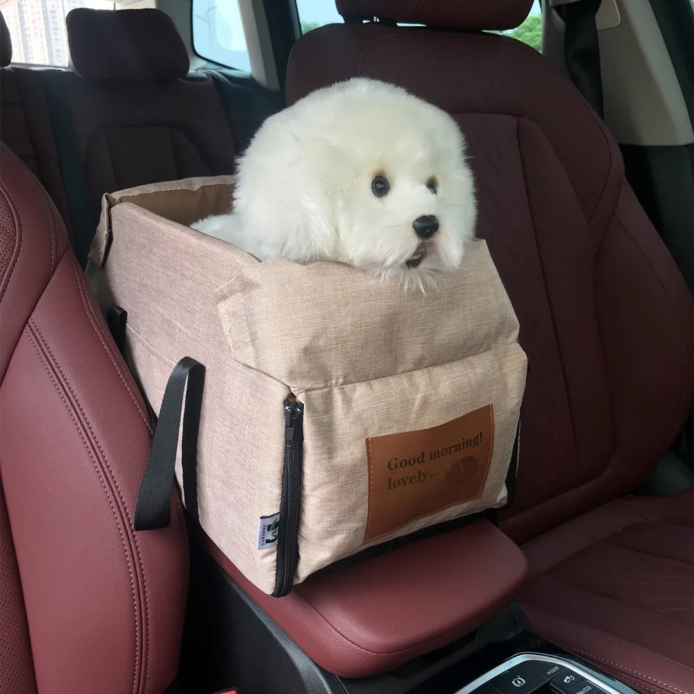 Padded car booster seat with washable cover for small dogs