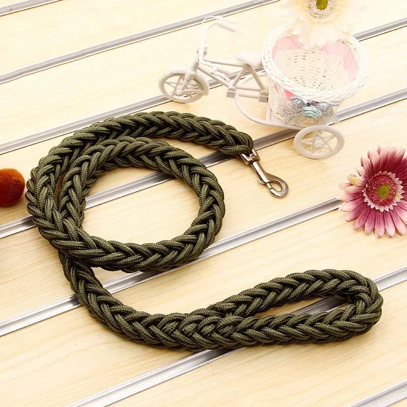 Braided nylon rope leash for medium to large dogs