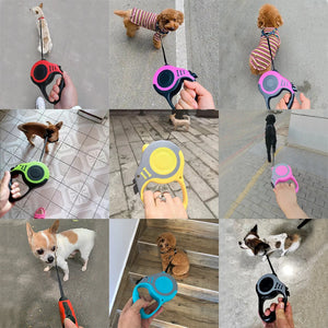 Retractable nylon dog leash with adjustable 3m or 5m length