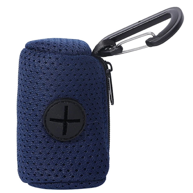 Mesh dog poop bag holder and dispenser for lead or belt