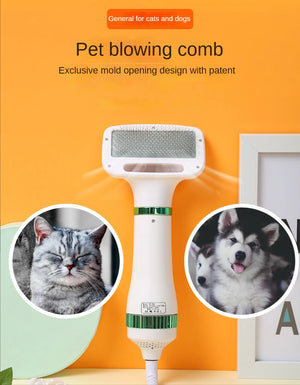 Electric 2-in-1 hair dryer and grooming comb for dogs and cats