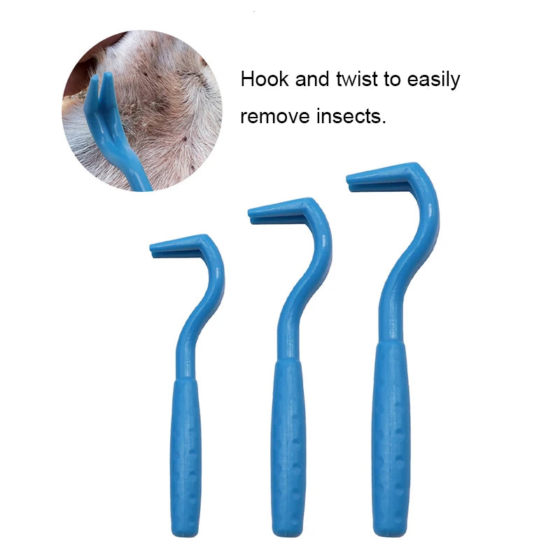 3-piece tick and flea remover hook tool set for dogs and cats