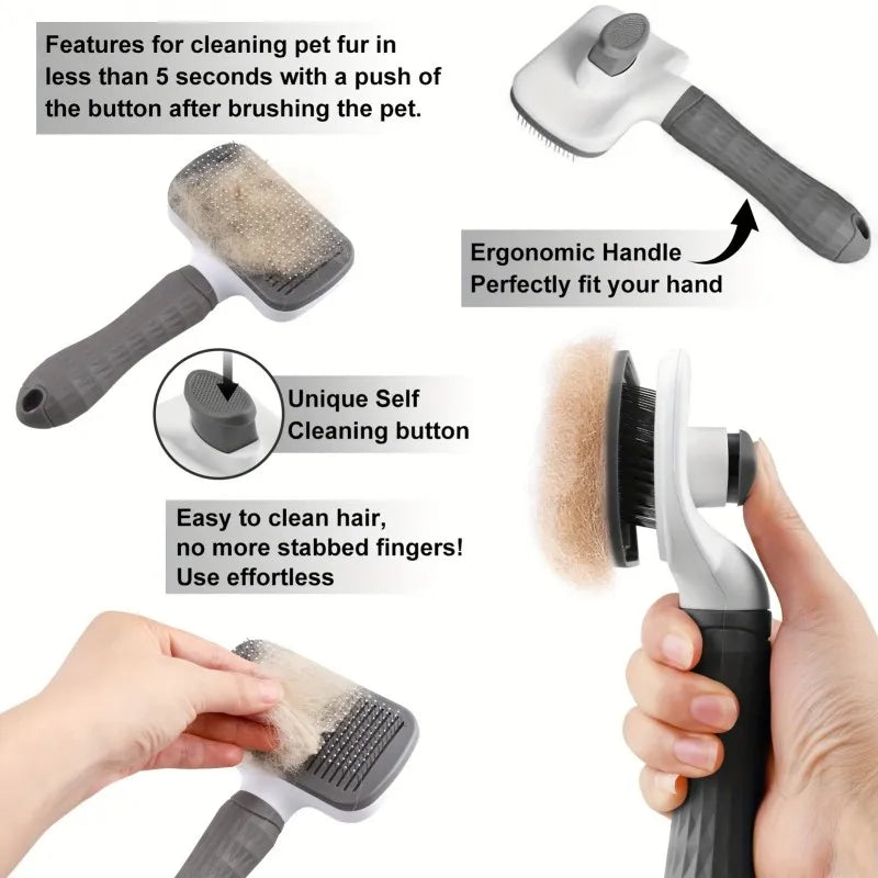 Soft-tip detangling brush for long and short-haired dogs and cats