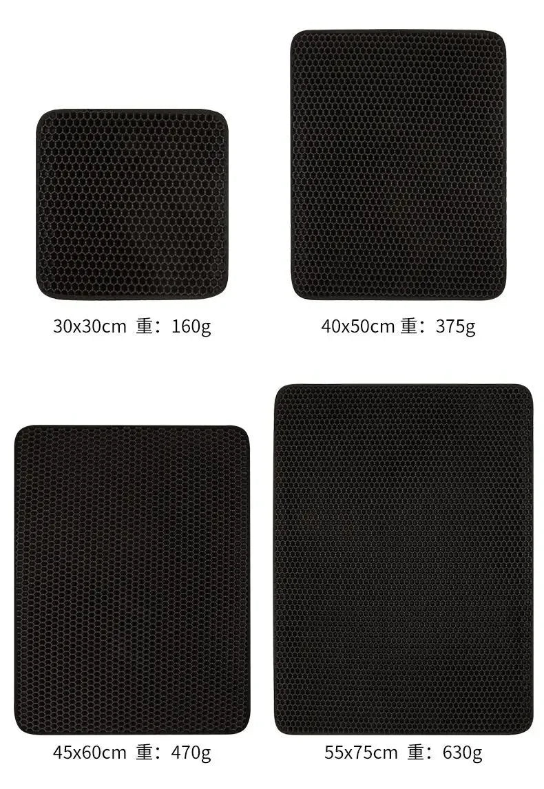 Double-layer waterproof litter trapping mat for cats