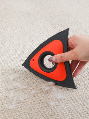 Reusable triangular pet hair remover brush for furniture and carpets