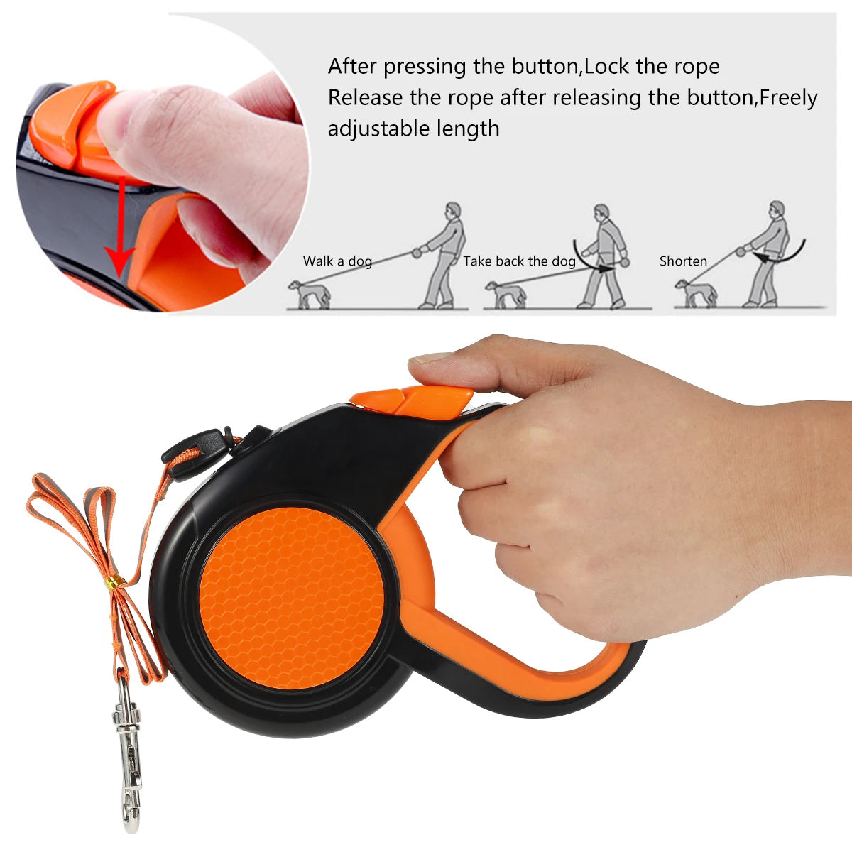 Hands-free reflective dog leash with adjustable waist belt