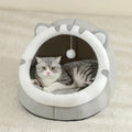Cosy plush cat cave bed with removable washable cushion