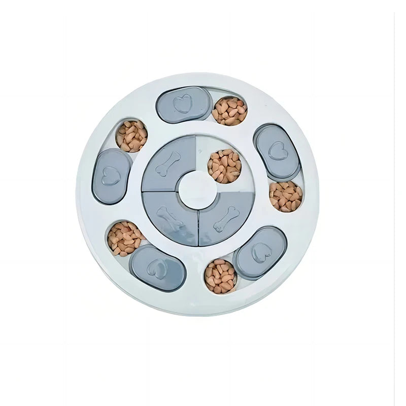 Interactive slow feeder food dispenser toy for dogs