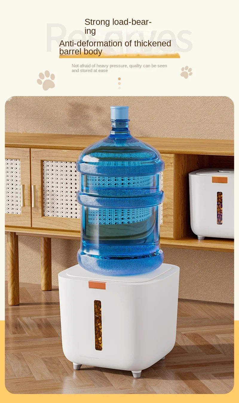 Sealed moisture-proof pet food storage barrel for dogs and cats