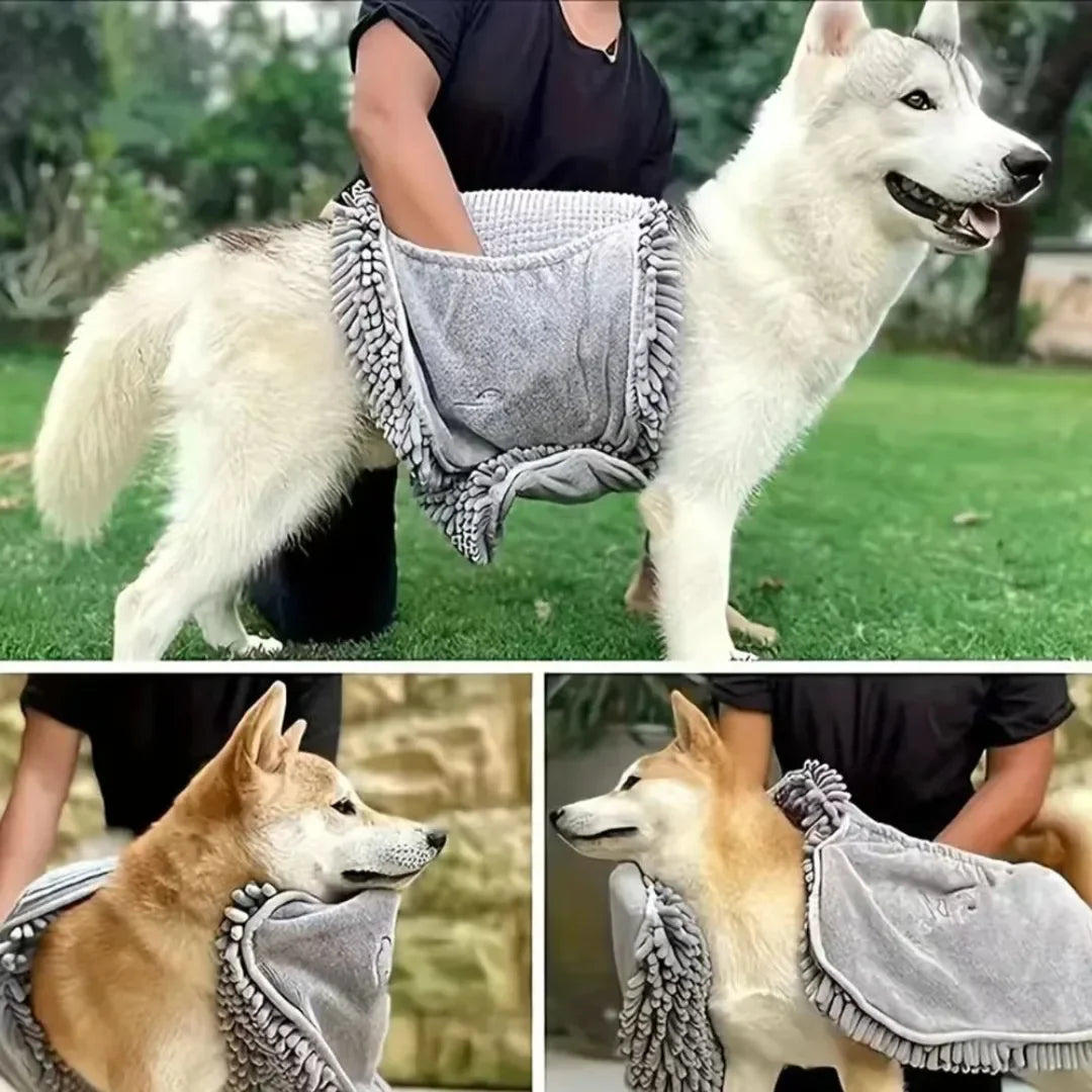 Quick-dry coral fleece bath towel for dogs and cats