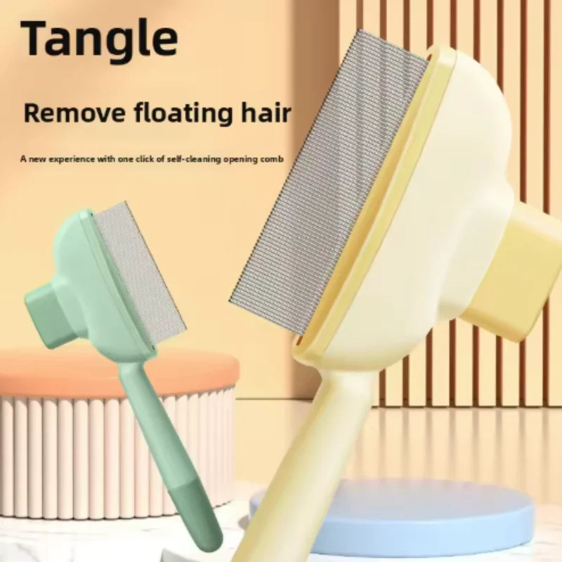 Stainless steel grooming comb for removing loose hair from dogs and cats