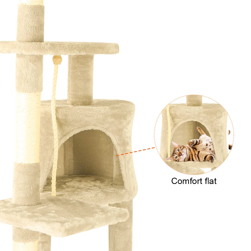 Cat tree condo with scratching post and cosy perches