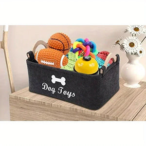 Felt storage basket for pet toys and accessories