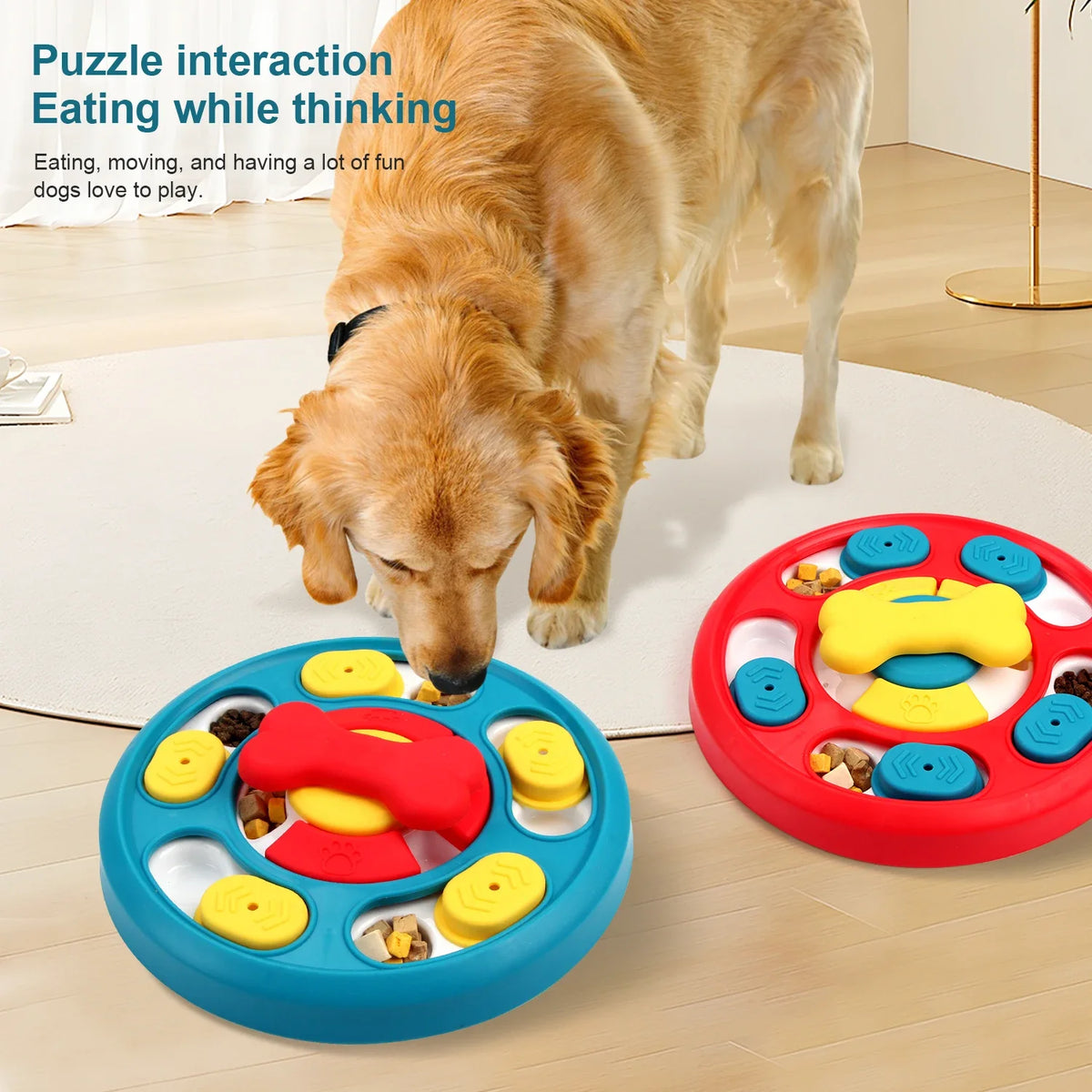 Interactive slow feeder puzzle bowl for dogs
