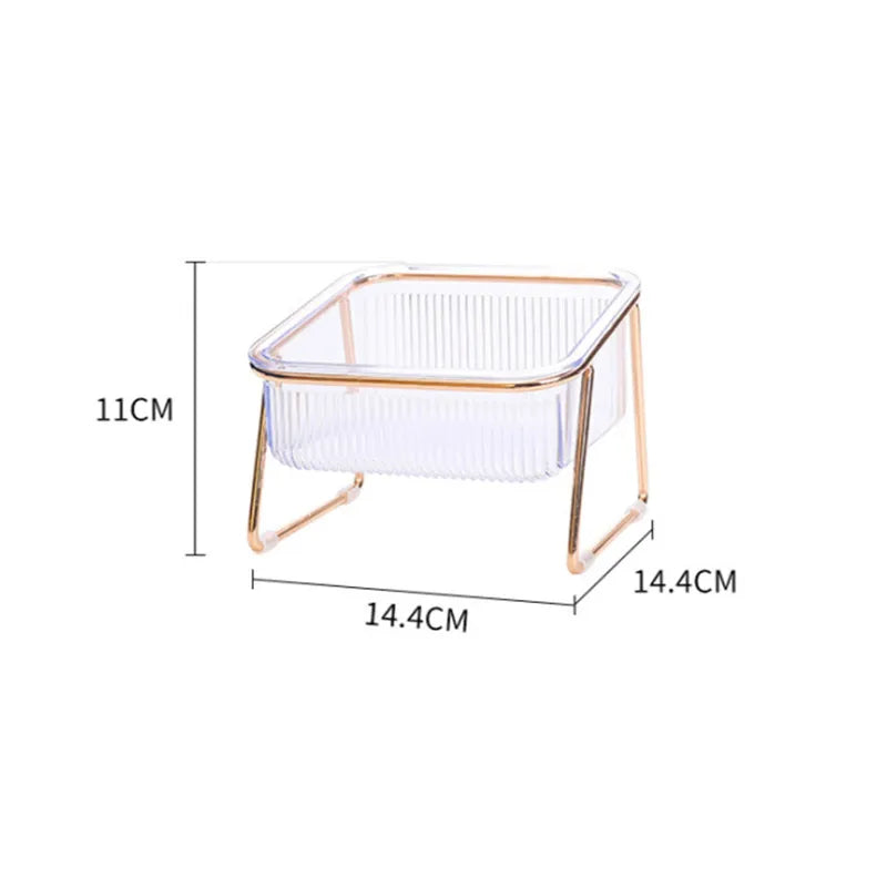 Raised double bowl feeder for cats and dogs
