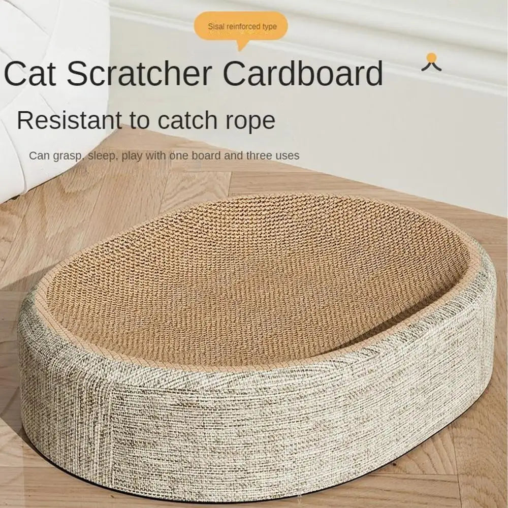 Oval sisal scratcher bed and lounger for indoor cats