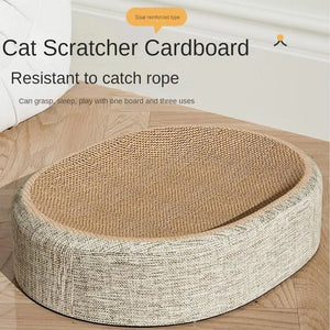 Oval sisal scratcher bed and lounger for indoor cats