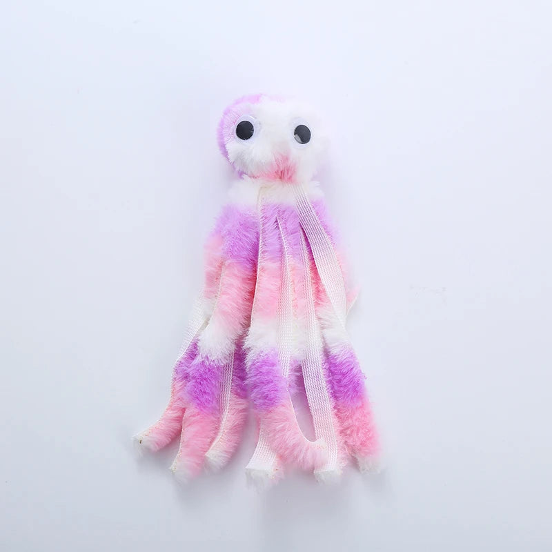 Bite-resistant plush octopus toy for cats