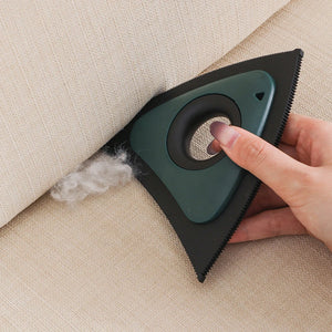 Reusable triangular pet hair remover brush for furniture and carpets