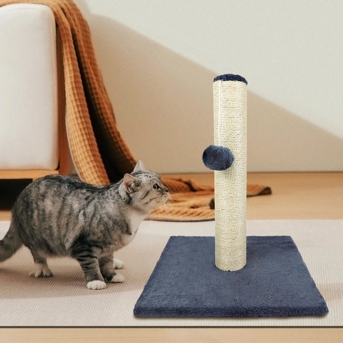 Tall cat scratching post and climbing tower for indoor cats