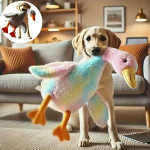 Soft plush duck companion toy for dogs and cats