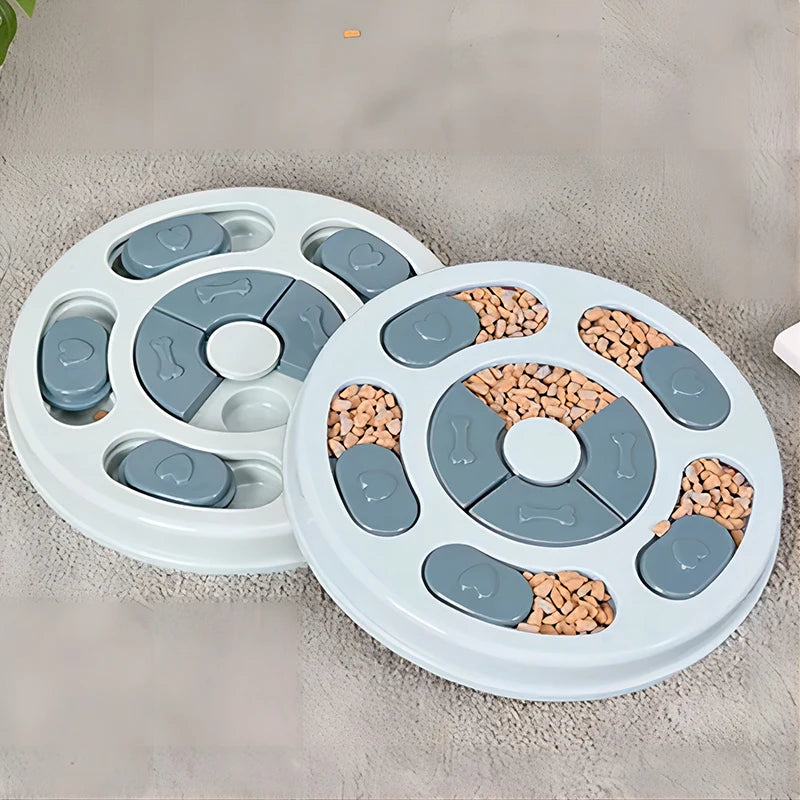 Interactive slow feeder food dispenser toy for dogs